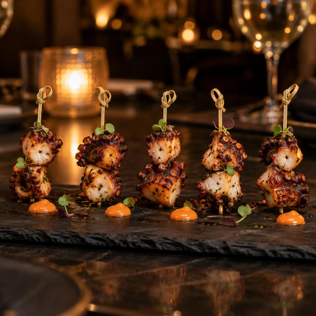 Spicy grilled Octopus skewers